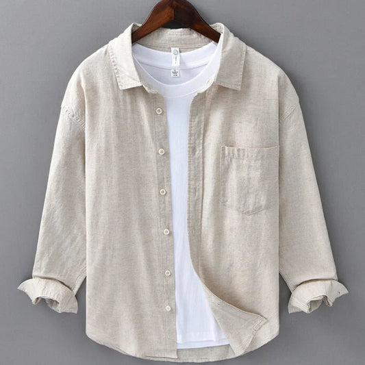 Cubano Premium Linen Shirt - Beige - Marvona