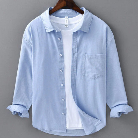Cubano Premium Linen Shirt - Blue - Marvona