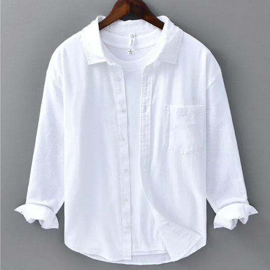 Cubano Premium Linen Shirt - White - Marvona